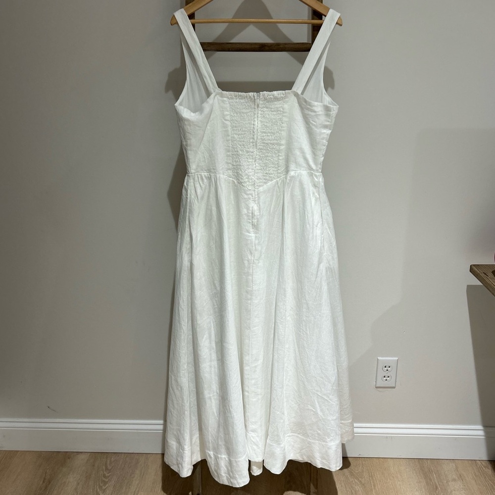 Quince 100% European Linen White Corset MIDI Dress Size M NWT Coquette Milkmaid - Picture 7 of 9